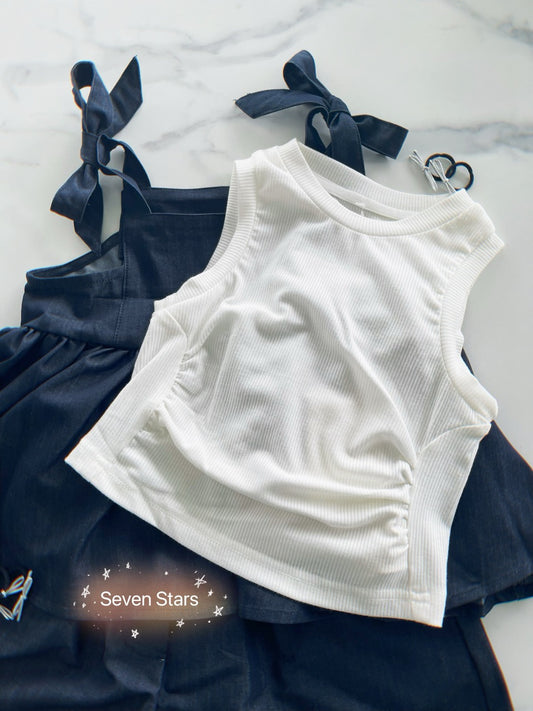 Pleated Waist Basic girls Tank Top
