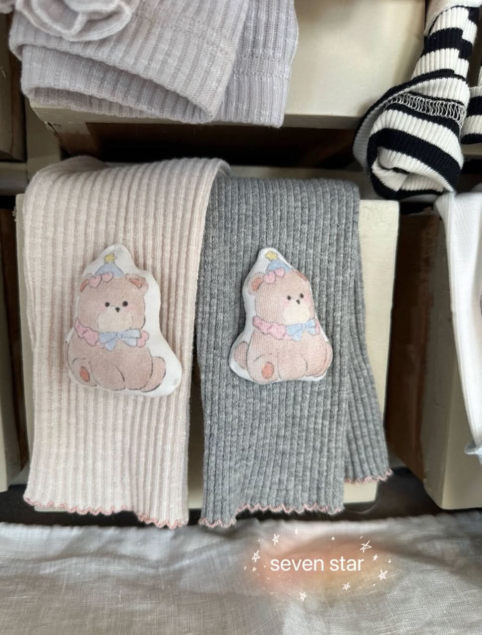 Puffy Bear girl Legging—Grey