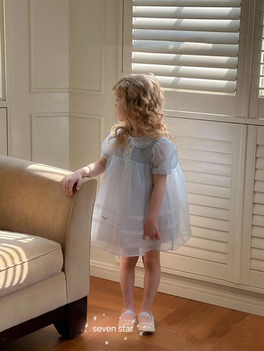 Puffy Sleeve Tulle baby girls Dress