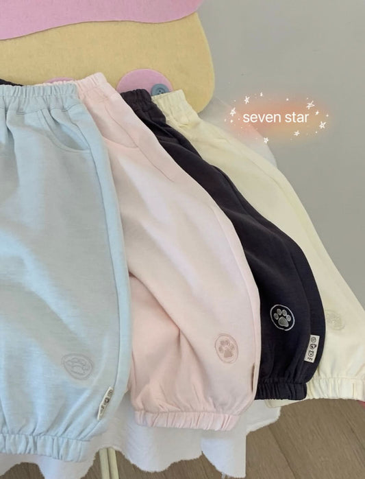 Puppy Paws Embroidery girl Sweatpants-Pink