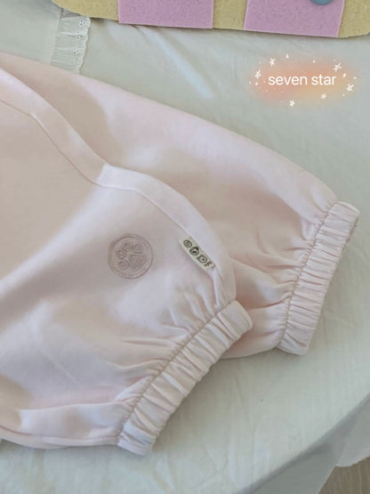 Puppy Paws Embroidery Sweatpants-Pink