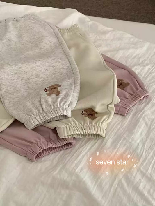 Puppy Print Sweatpants-Apricot