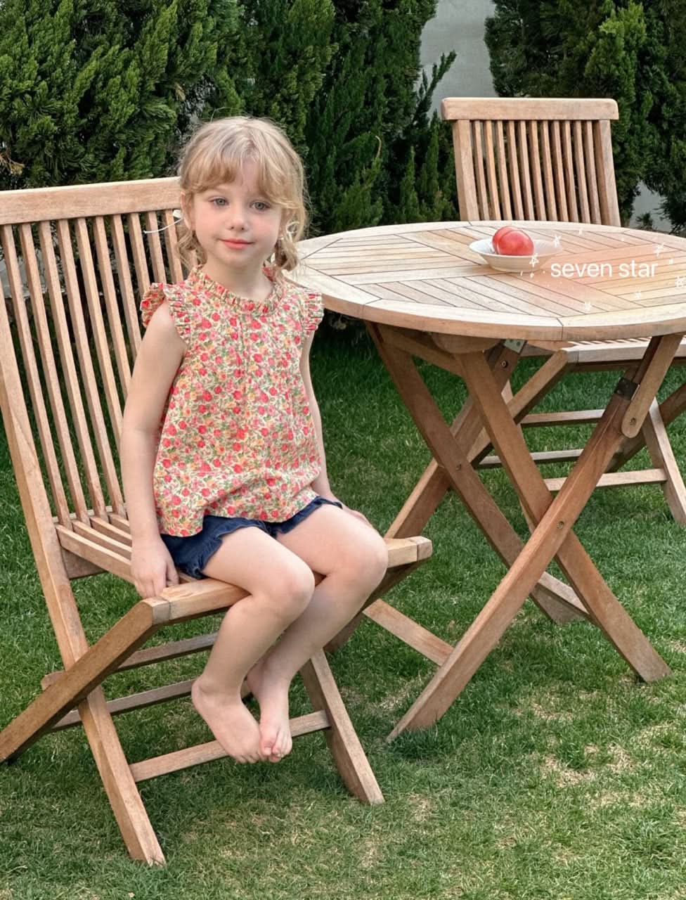 Red Floral Sleeveless girls blouse