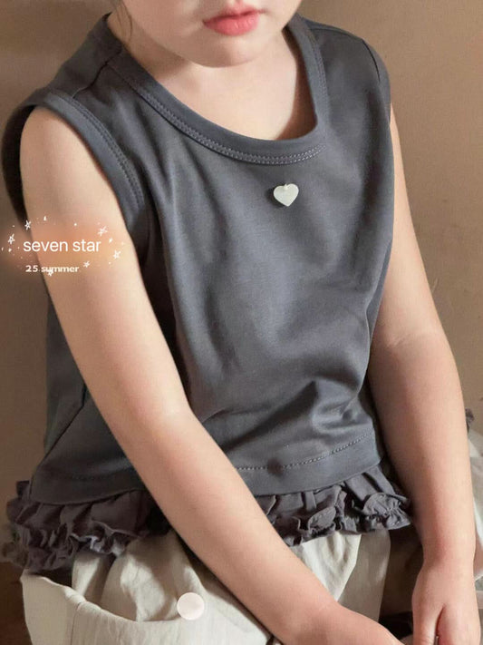 Ruffled Hem Sleeveless girl Top