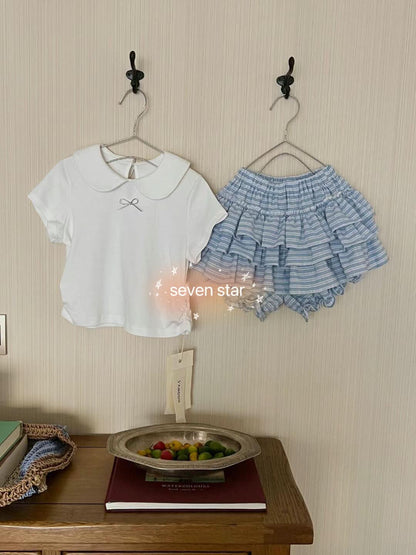 Ruffle Tiered Stripe Shorts
