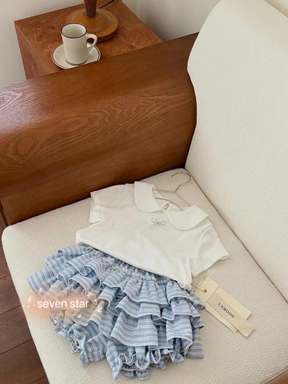 Ruffle Tiered Stripe Shorts