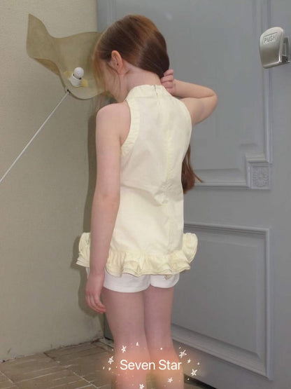 Ruffled Sleeveless Long Blouse