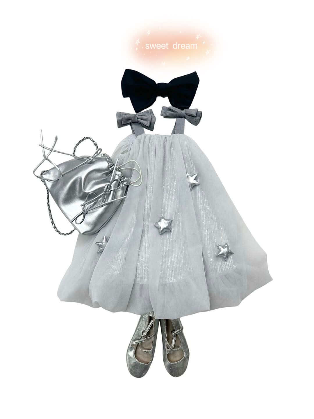 Silver Star Tulle Dress for girl