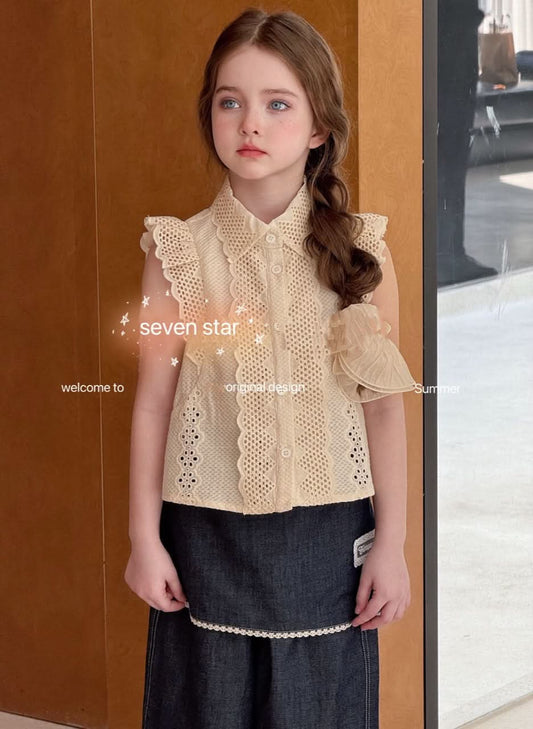 Sleeveless Lace girl Blouse