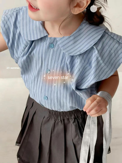 Striped Short Sleeve Blouse