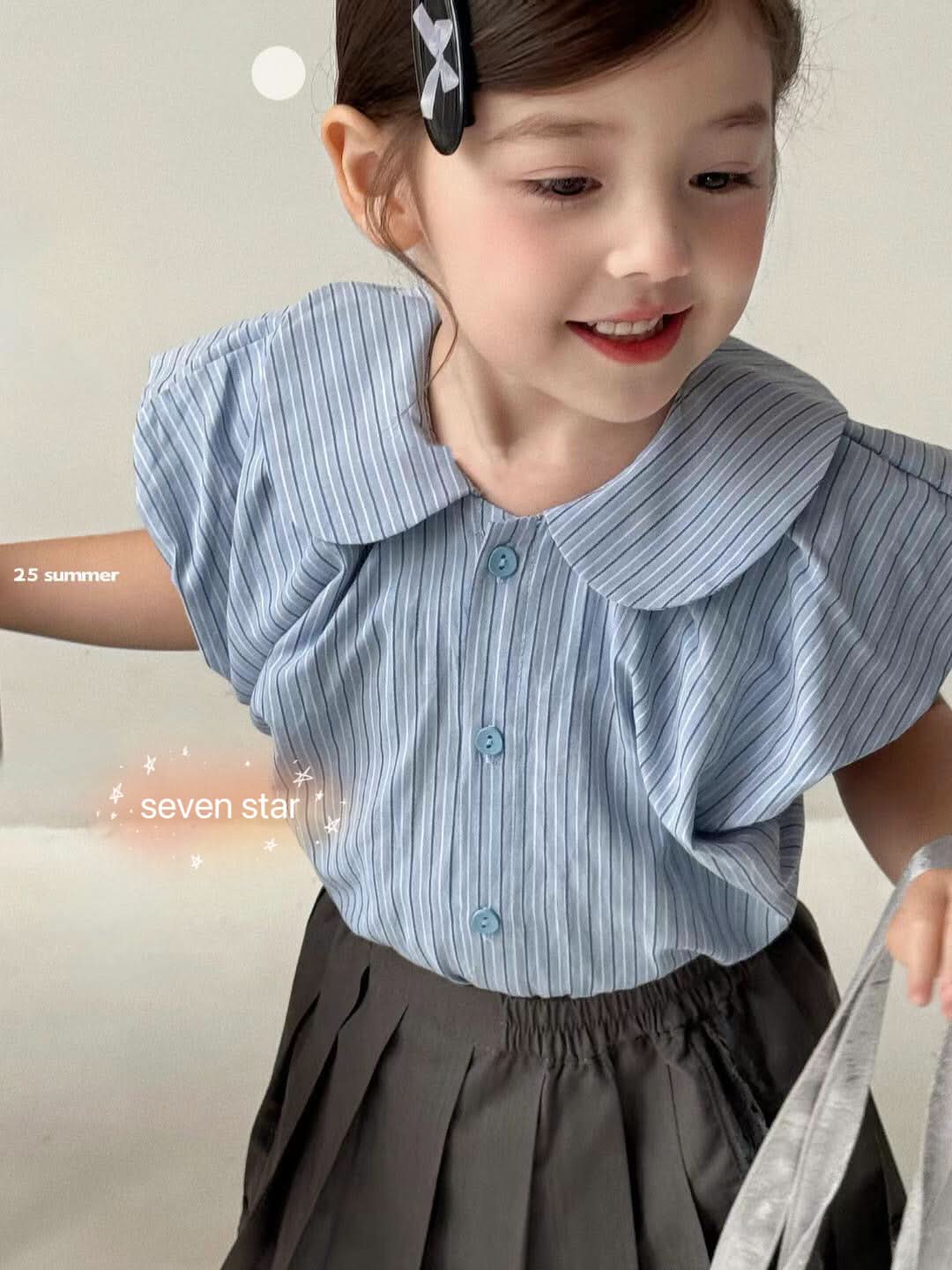 Striped Short Sleeve Blouse