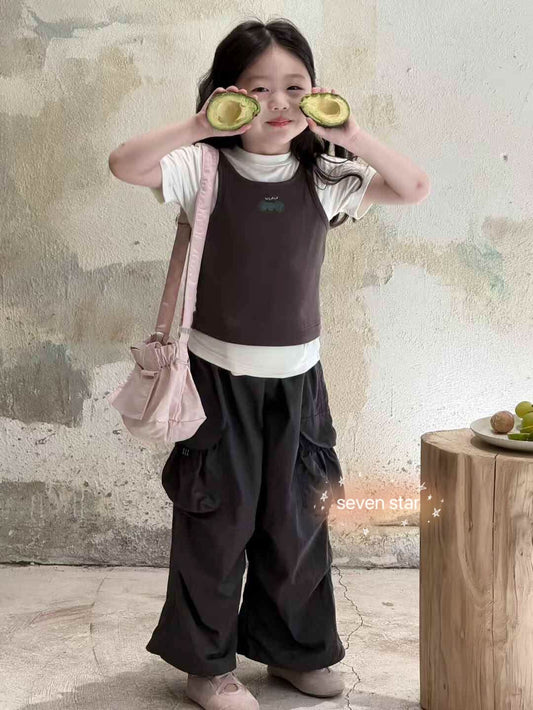 Two Pieces Short Sleeve T-Shirt-Grey