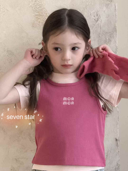 Two Pieces Short Sleeve GIRL T-Shirt-Pink