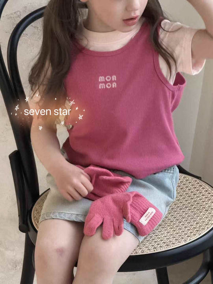 Two Pieces Short Sleeve T-Shirt-Pink