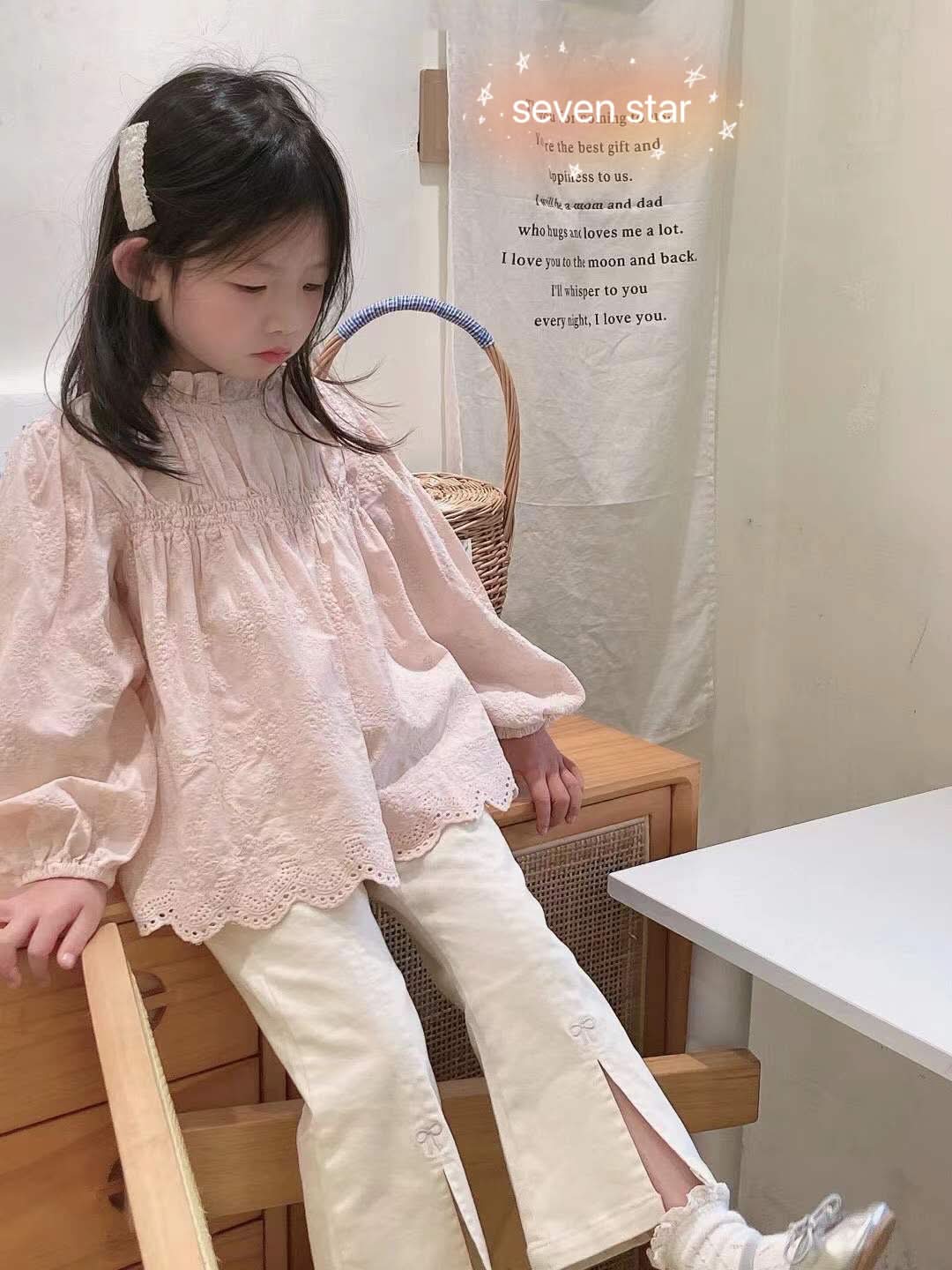 White Flare Split Hem Pants for girls