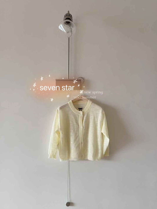 Yellow Crew Neck Cardigan for girl