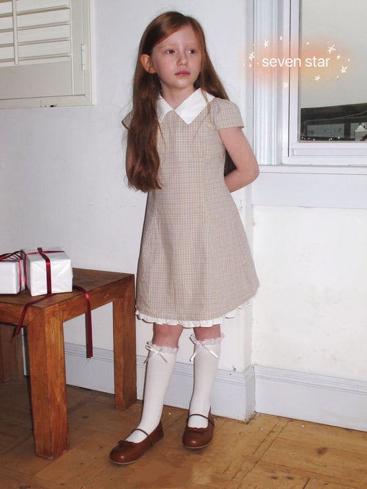 Yellow and Blue Plaid girl Dress