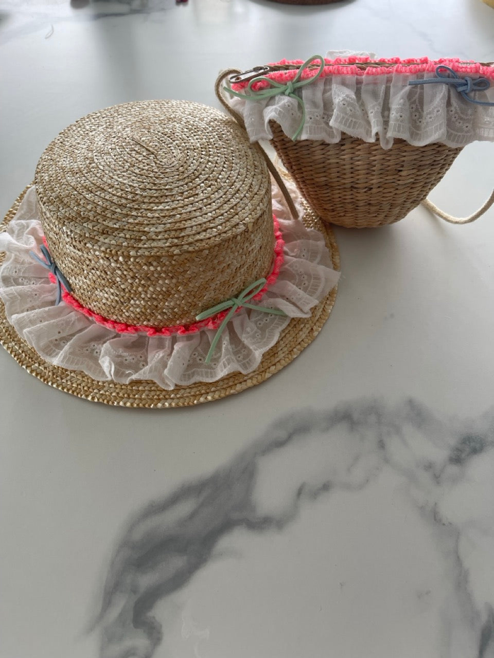 Straw Hat and Bag Set