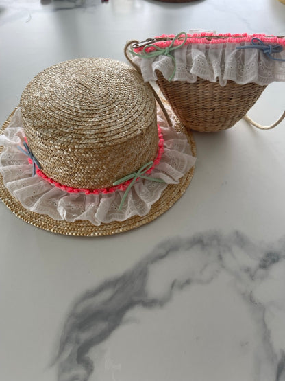 Straw Hat and Bag Set